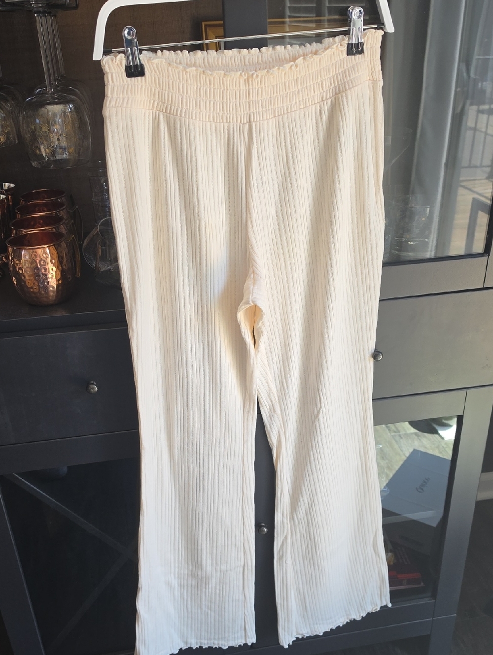 Old Navy Cream Ribbed Boot Cut Pants